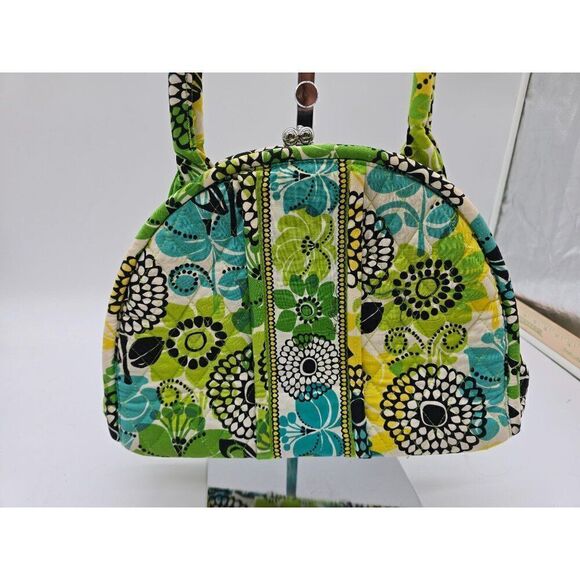 Vera Bradley Floral Quilted Handbag With Green/Blue Pattern & Dual Handles - Picture 3 of 7